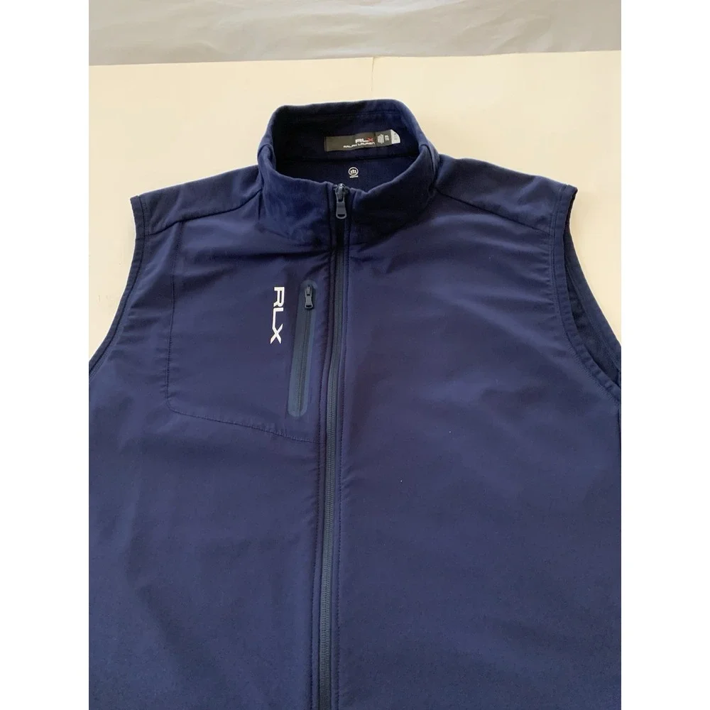 RLX Ralph Lauren Full Zip Vest Men's XXL Navy Lightweight Pockets Golf Casual